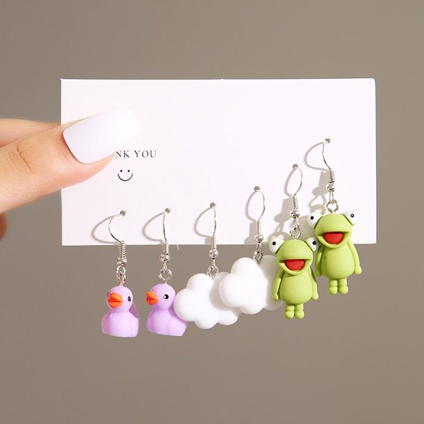 10 unids/set conjunto de pendientes colgantes de pato bonitos pendientes de gota de animales de hongo corazón de mariposa de dibujos animados para mujer niña niños regalos de joyería Tan Jianjun unisex
