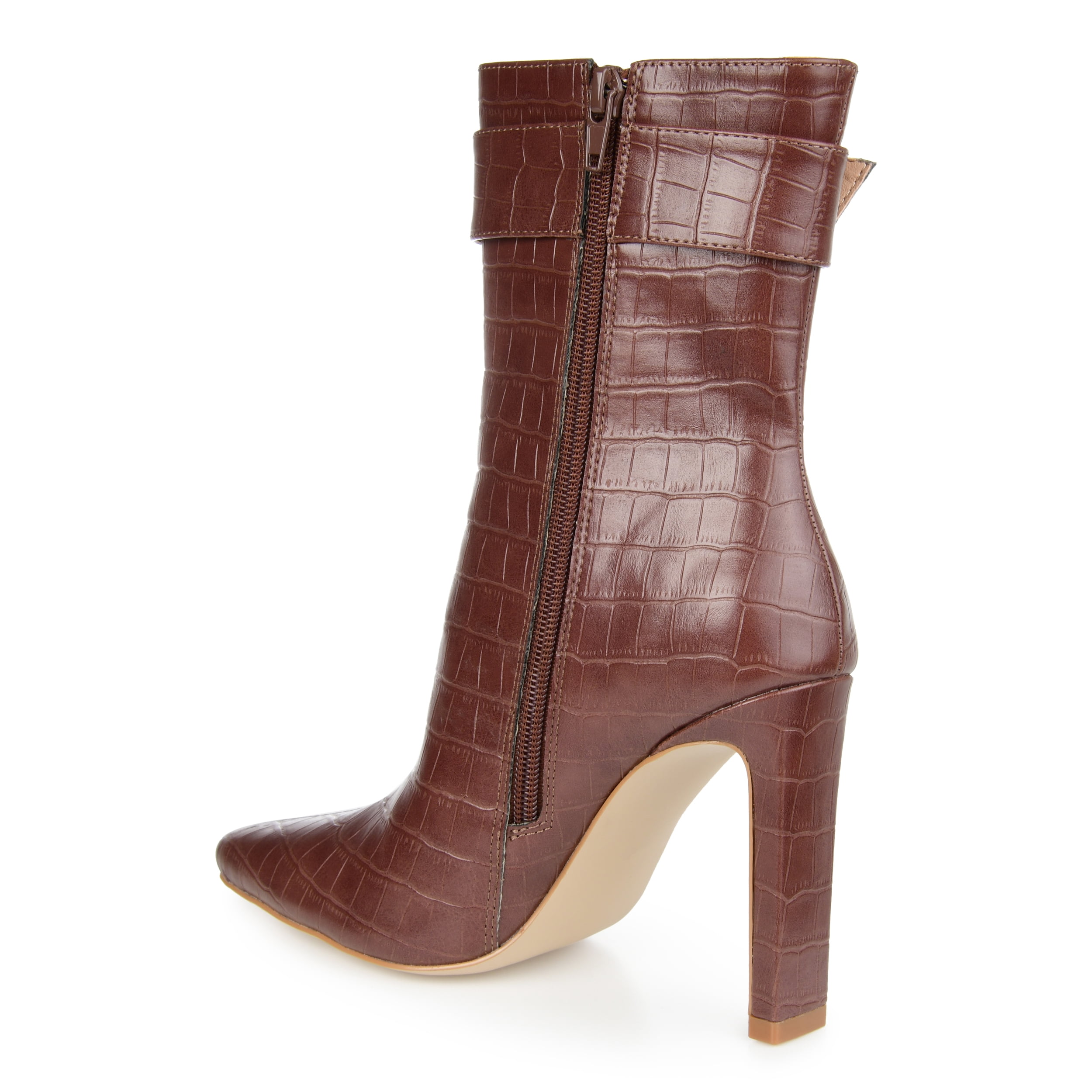 Journee Womens Elanie Inside Zip Block Heel Booties