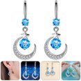 thumbnail image 4 of 1 Pair Exquisite Rhinestone Moon Star Earrings Rhinestone Dangle Earrings, 4 of 8