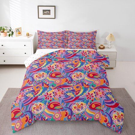 Erosebridal Paisley Floral Comforter Sets Twin Size, Western Cowgirl Cowboy Comforters & Duvets, Boho Style Reversible Duvet Insert, Microfiber Bedroom Decoration, 2pcs