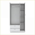 thumbnail image 6 of Wardrobes 3-Door with Mirror, 2 Drawers & Hanging Bar | 71"H x 35"W x 20"D | White | Laminated Particle Board, 6 of 7
