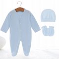 thumbnail image 2 of Dakiuu Baby Cotton Footed Sleeper 3 Piece Layette Set with Hat and Scratch Mittens 0 to 6 Months, 2 of 6