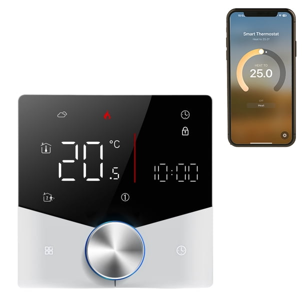 Termostato Termostato Inalámbrico Para Calentar Agua En El Hogar Con Aplicación Y Control De Asistente De Voz Pantalla Táctil Digital LED Colorida Perilla Control Ajustable