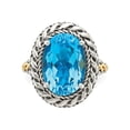 thumbnail image 2 of 6.60 Carat (Ctw) Blue Topaz Ring in Antiqued Sterling Silver with 14K Gold Accent Hearts, 2 of 5