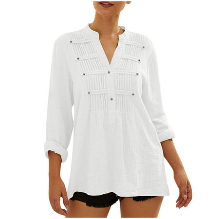 

Mrat Family Matching Wear Outfits Family Pajamas Sets Plaid Women Casual Solid V-Neck Long Sleeve Blouse Shirt Loose Button Tops Home Wear Pajamas Set