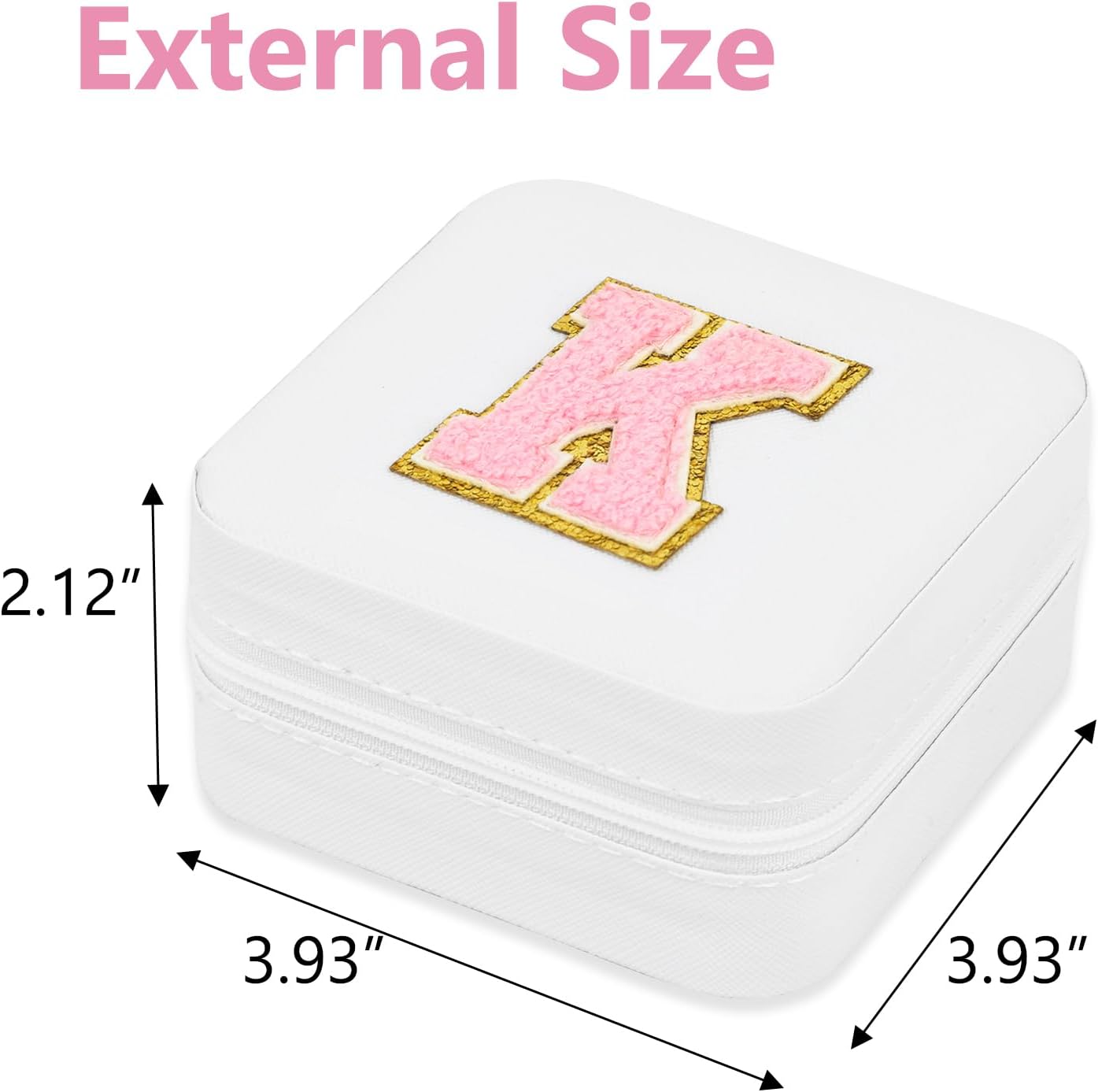 Travel Jewelry Case Organizer, Small Jewelry Box Jewelry Organizer, Gifts For Women Girls, Earring Jewelry Organizer Box With Mirror, White Travel Essentials Initial K[Z1]