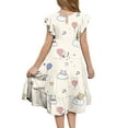 thumbnail image 6 of Pounoo New Girls Dresses 10-12 Trendy Print Short Sleeve Casual Dresses Round Neck Knee Length Dress With Pocket Skin-Friendly Dresses For Kids Girls, 6 of 6
