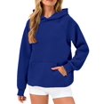 thumbnail image 1 of Womens Oversized Hoodies Waffle Sweatshirts Fall Fashion Pullover Sweaters Winter Clothes Blue L, 1 of 8