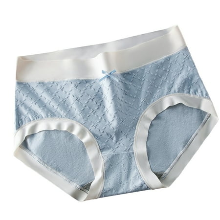 SNOWSONG Plus Size PantiesClearance! Seamless Underwear Womens Mid-rise Floral Underwear Cotton Breathable Triangles with Hip Wrap Womens Underwear Cotton Panties for Women Light Blue M