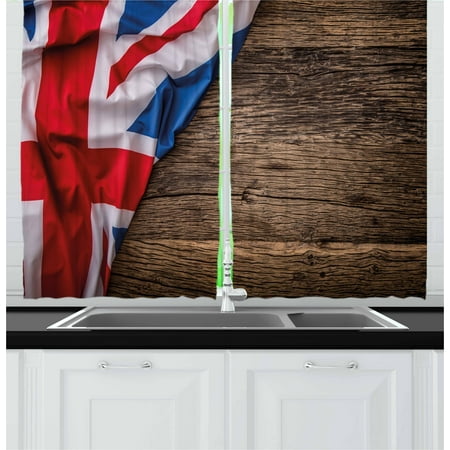 Union Jack Curtains 2 Panels Set Flag Of United Kingdom On Old