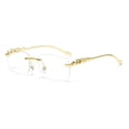 thumbnail image 1 of Gafas de sol sin montura con personalidad decorativa de guepardo, gafas de color para hombres y mujeres, gafas de sol retro de metal con cabeza de leopardo, 1 of 6