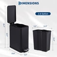 thumbnail image 2 of Slim 2.6 Gallon Kitchen Step Trash Can, Soft Close Lid Stainless Steel Garbage Bin with Inner Bucket, Space Saving for Home Office Bathroom Narrow Spaces - Black, 2 of 8