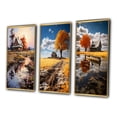 thumbnail image 3 of Designart "Farmhouse Homestead Reflections painting" Landscape & Nature Framed Wall Art Set Of 3 - Brown Farm Frame Canvas Set For Living Room Decor, 3 of 6