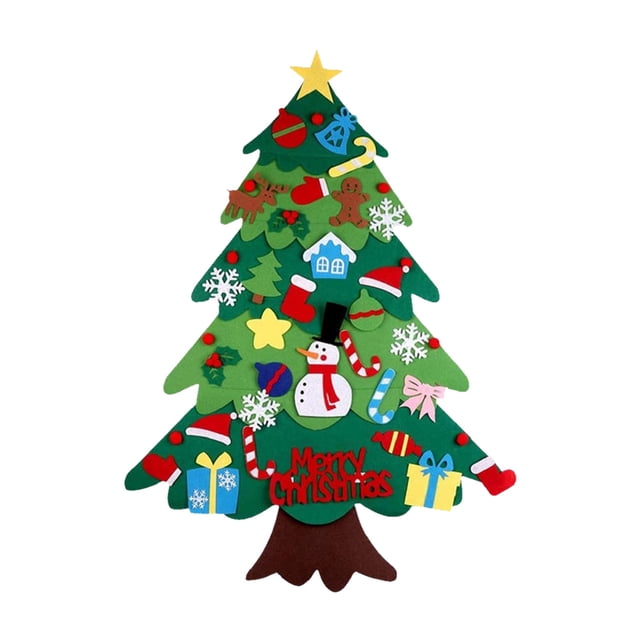 100x70cm 3D fieltro árbol de Navidad DIY dibujos animados pegatina Navidad decoración del hogar (B) Likrtyny Para estrenar