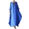 thumbnail image 1 of Bellella Robes Maxi pour Femmes Poches Robe d'Été Manches Longues Tunique Robe Aguichant Couleur Unie Plage Bleu m, 1 of 2