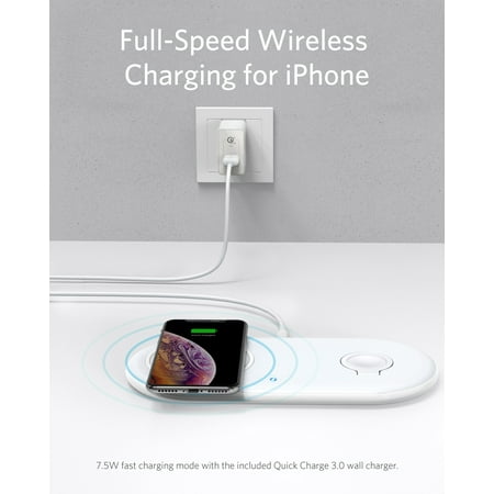 Anker - PowerWave+ Wireless Charging Pad with Watch Holder - White