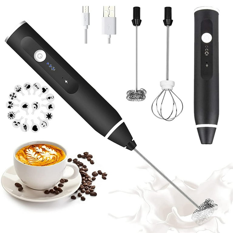Milk Frother for Coffee - USB Rechargeable Frother Whisk, Milk Foamer, Mini  Blender and Electric Mixer Coffee Frother for Frappe, Latte, Matcha - Black  