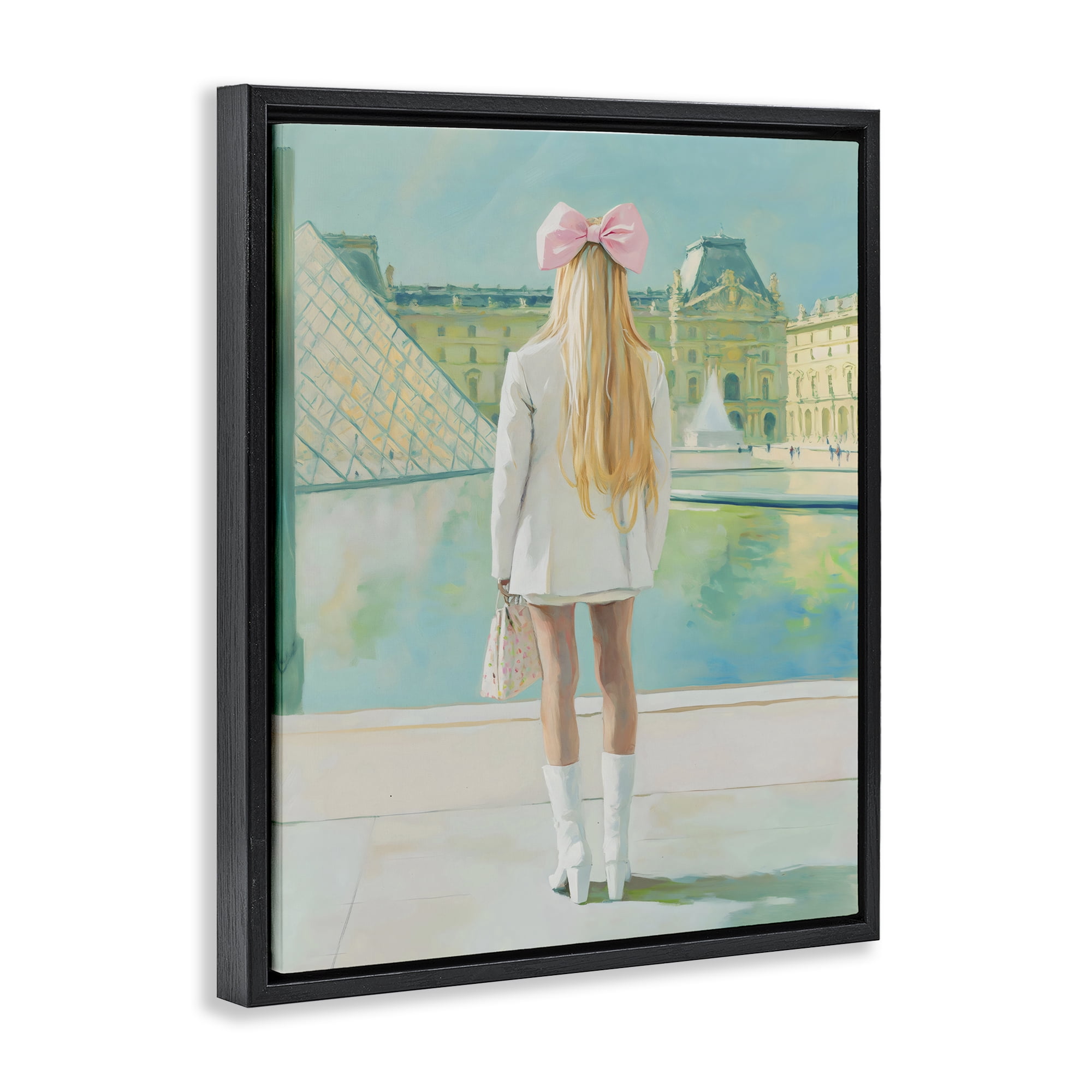 Stupell Industries Girl In Paris Observing Black Framed Floater Canvas Wall Art, design by The Prints Vibe
