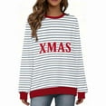 thumbnail image 4 of Craaazy Christmas Sweatshirts for Women Vintage Striped Printed Letter Printing Round-neck Long-sleeved Tops Gifts For Women, 4 of 4