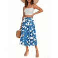 thumbnail image 2 of WTOBBY Women's Casual Temperament Bohemian Skirt with Vibrant Floral Print and Pocket, Everyday Boho Fashion Skirt for Summer Concerts and Market Days,Blue L, 2 of 4