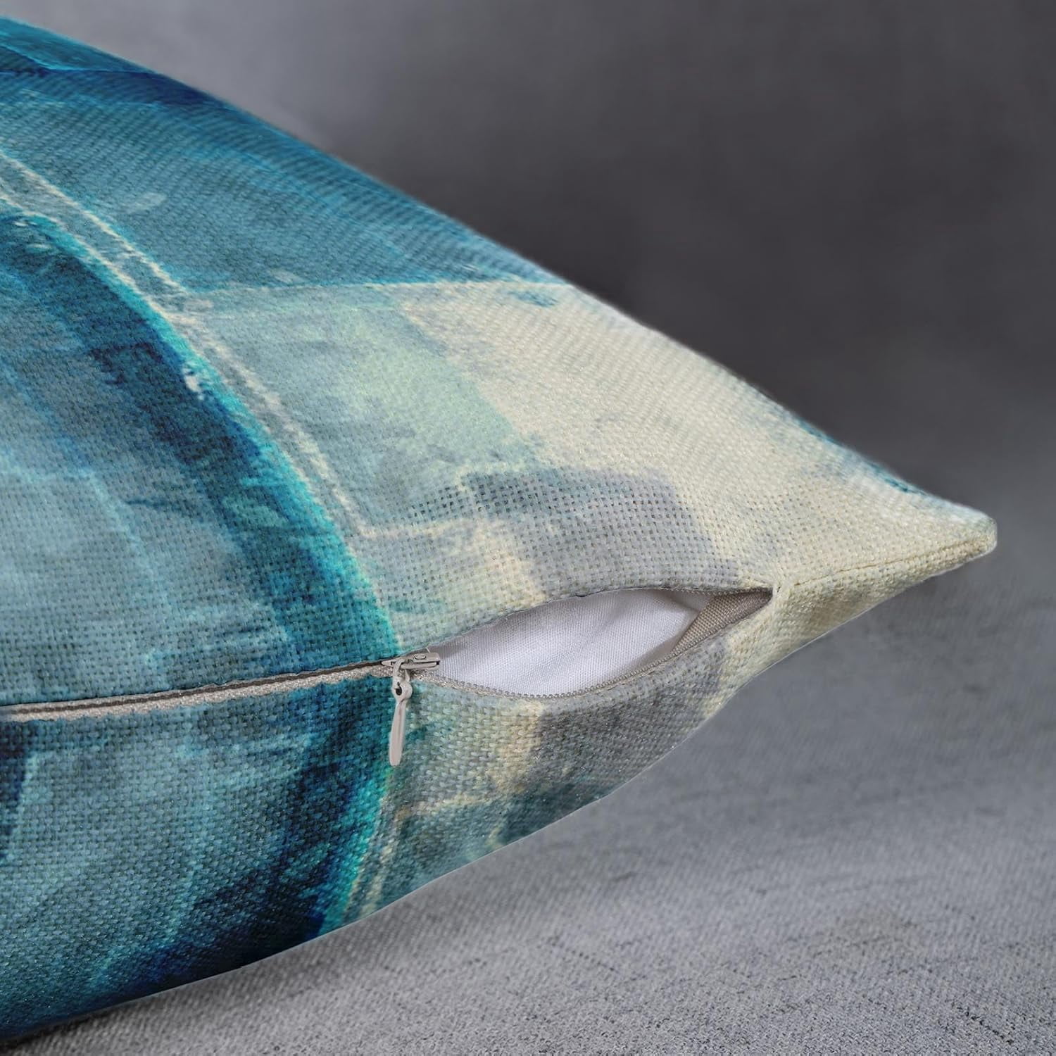 Turquoise and Grey Artwork Throw Pillow Covers Set of 4 20x20 Inch Contemporary Decorative Gray Cushion Cases for Sofa Bedroom Car Decor Add a Splash of Color