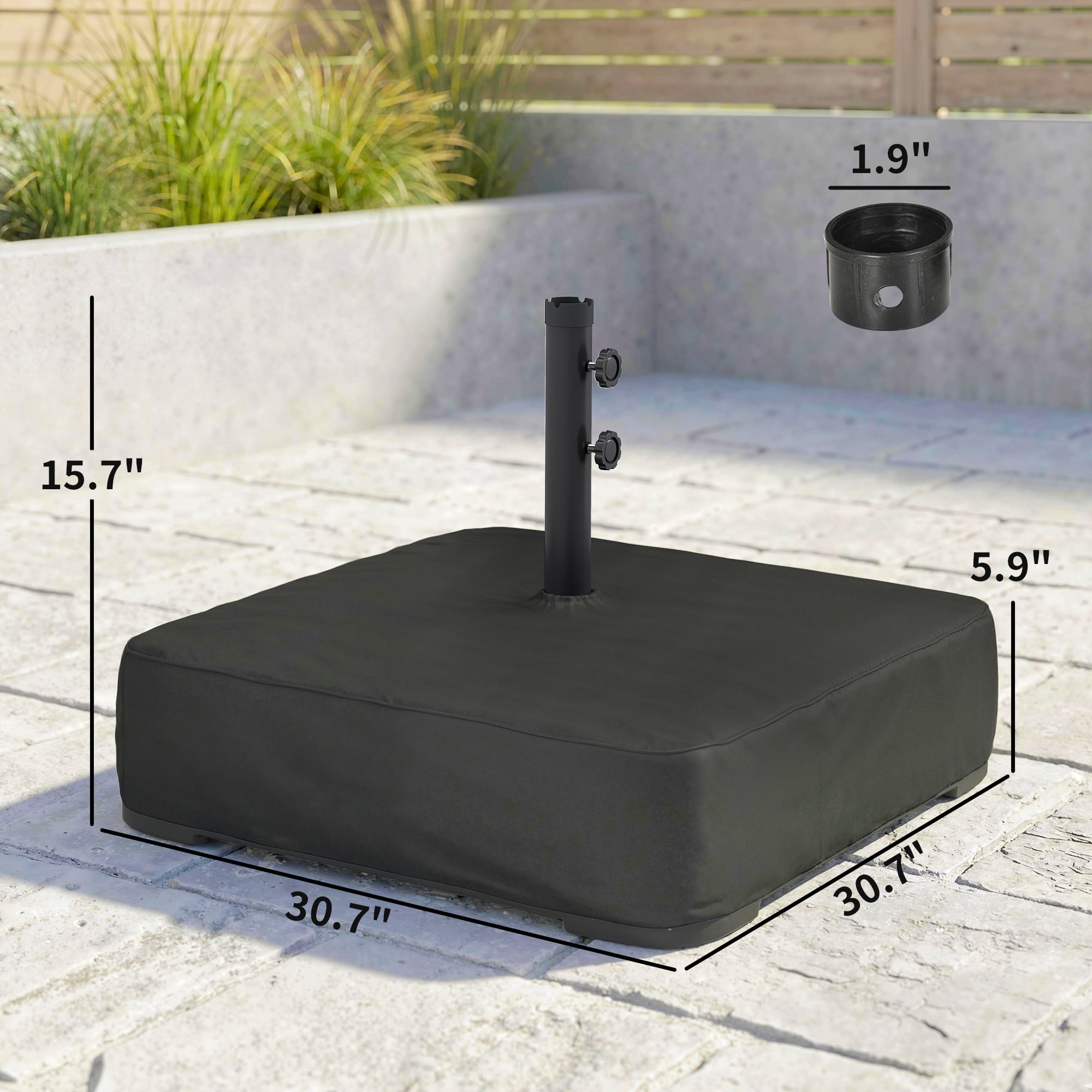 Patio Umbrella Base 176 lbs Sand Filled Outdoor Umbrella Stand Holder w/Cross Base for 1.9" Poles Black