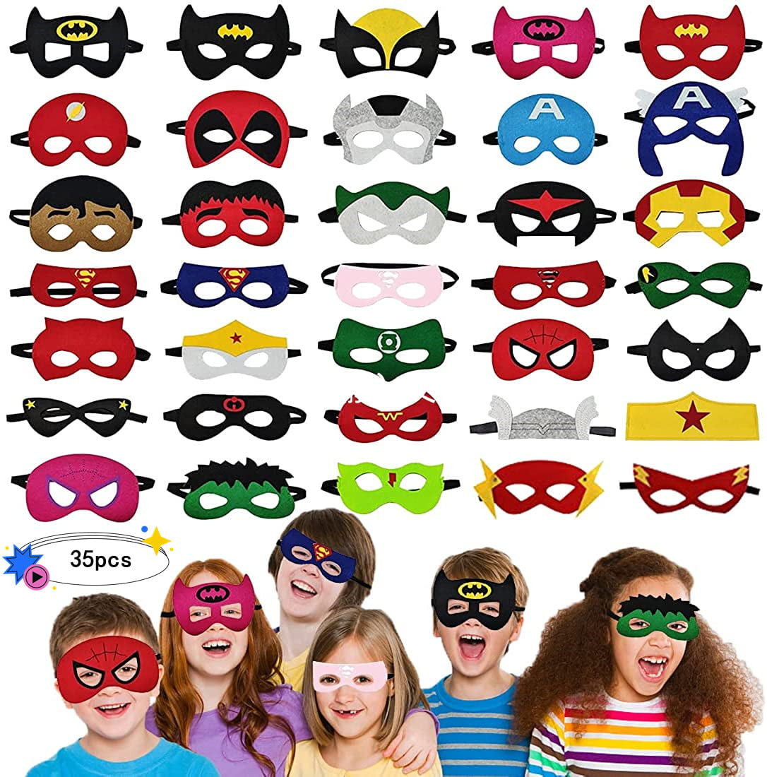 Cartoon Heros Felt Masks 12 pcs Party Supplies Cosplay Character Mask Party Favors for Kids Boys or Girls 