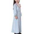 thumbnail image 4 of Girls Dresses,Big Girls Teenagers Muslim Dress,Prayer Maxi Dress Hijab Islamic Abaya Long Sleeve Striped Round Neck Pleated A Line Swing Dress 4-17 Years Gray 16-17 Years, 4 of 5