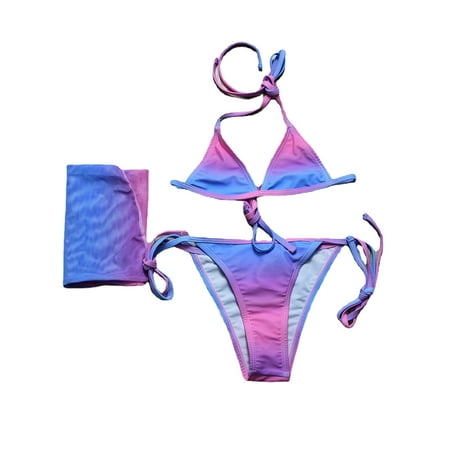 

Girls Swimsuits Size 140 3 Piece Prints Bikini Briefs Bikini Beach Swimwear Set Pink Girls Bathing Suit