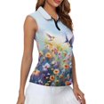 thumbnail image 4 of Whosucclay Hummingbird Flowers Design Sleeveless Golf Shirt for womens Zip Up Shirts Fashion Stretchy Athletic Tops XS - 2XL, 4 of 7