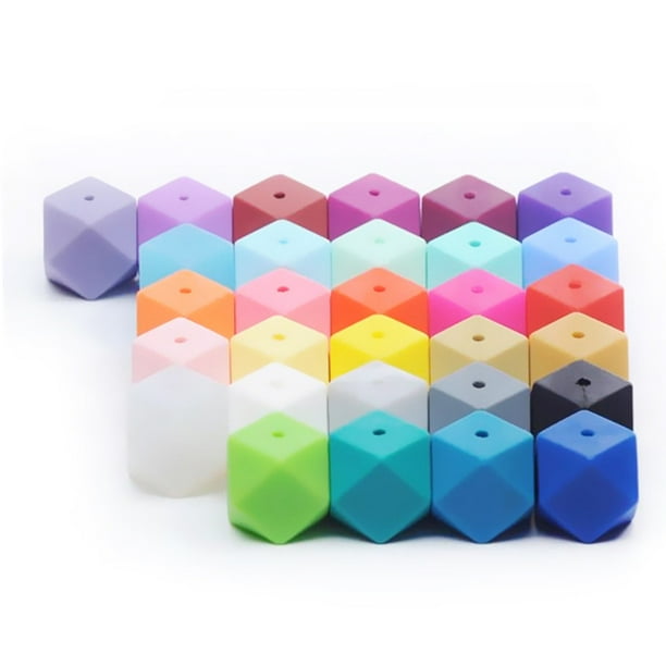 Cuentas octagonales de silicona de grado alimenticio, cuentas hexagonales de silicona de 17 mm, accesorios para cadena de chupete de bebé