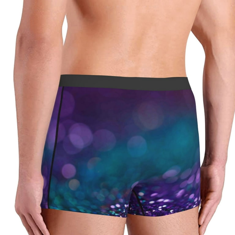 Kll Purple And Green Glitter Men'S Cotton Boxer Briefs Underwear-X