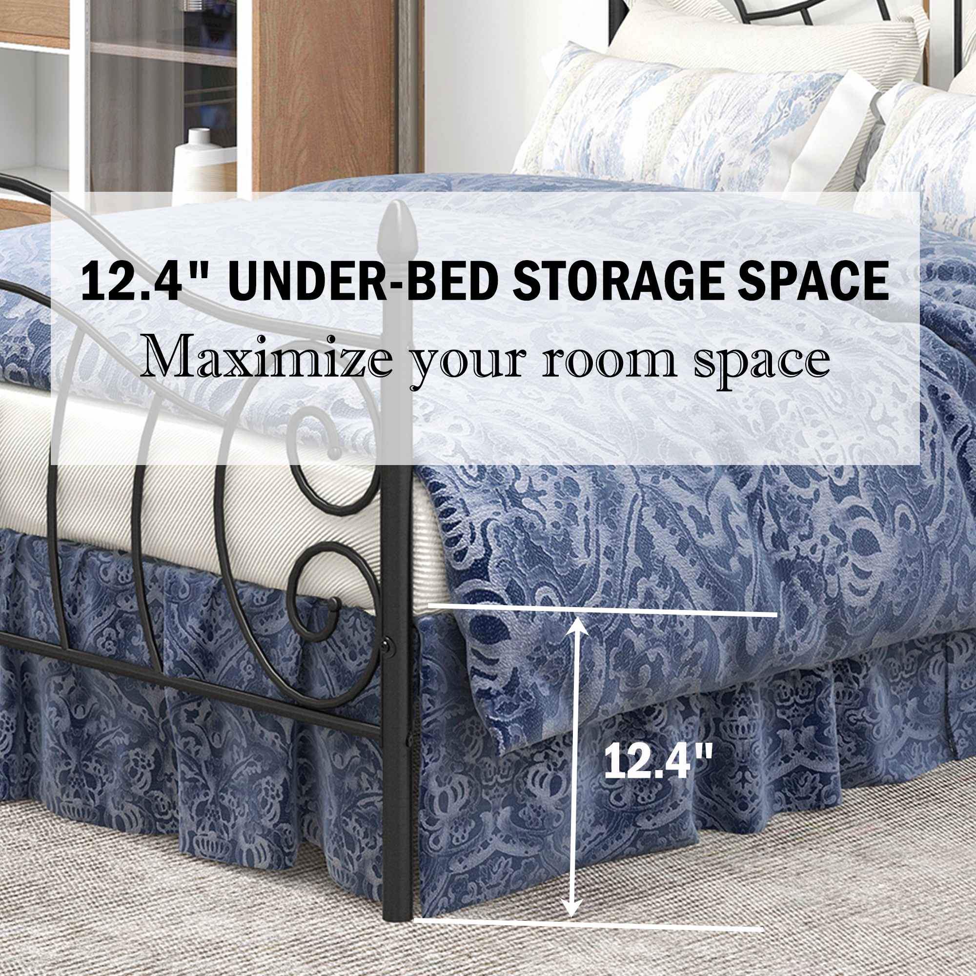 Buy SESSLIFE Queen Size Bed Frames, Metal Bed Frame with Headboard and