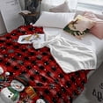thumbnail image 3 of Christmas Cute Snowman Throw Flannel Blanket 40x50In Snowflakes Winter Red Black Plaid Texture Super Soft Cozy Bed Blanket, Lightweight Plush Fuzzy Bed Throw for Bedroom Sofa Couch Living Room, 3 of 4