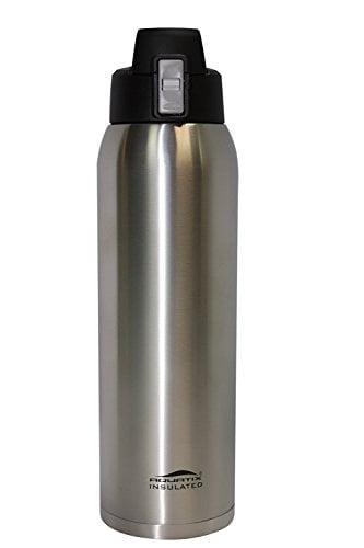 Lime Green, 21 Ounce New Aquatix Pure Stainless Steel Double Wall Vacuum Insulated Sports Water Bottle Convenient Flip Top Cap with Removable Strap Handle Keeps Drinks Cold 24 hr/Hot 6 hr