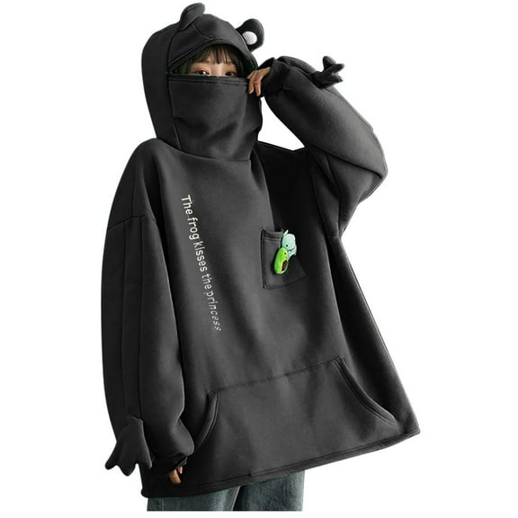 IROINNID Womens Winter Clothes Pullover Hoodies Fashion Three-Dimensional Pocket Cute Design Sweatshirt,Black