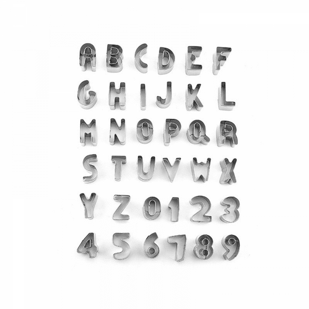 Mini Letter and Number Cookie Cutters Set of 36 Pieces 1 Inch Alphabet