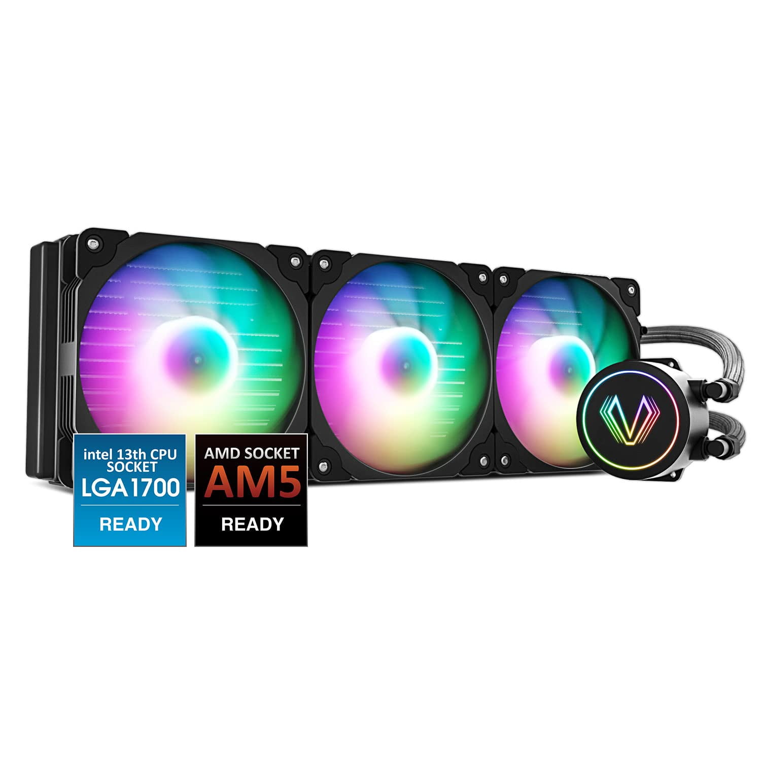 Vetroo V360 Liquid CPU Cooler, 3X 120mm Addressable RGB & PWM Fans/Pump