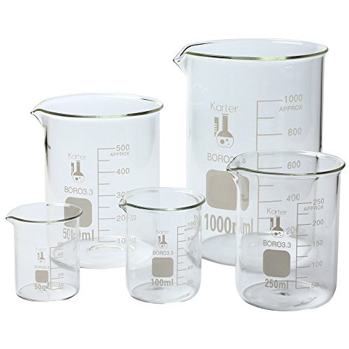 Karter Scientific 3 3 Boro Griffin Low Form Glass Beaker Set 5 Sizes 50ml 100ml 250ml 500ml 1000ml Walmart Com