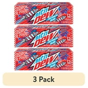 (3 pack) Mountain Dew Star Spangled Splash Red Berry Soda Pop, 12 oz, 12 Pack Cans