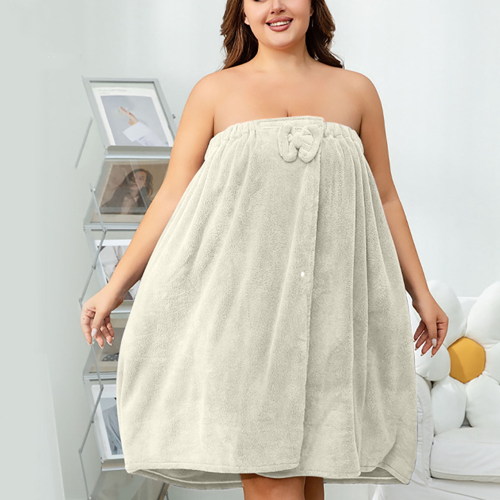 HongHeng Set of 2 Womens Wrap Towel with Hair Towel Bath Towel Wrap Shower Dress Towel Spa Wraps for Women's Bathrobe