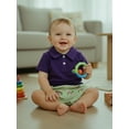 thumbnail image 4 of BemeyourBBs Toddler Baby Mardi Gras Outfits Spring Summer Clothes Infant 2 Pieces Outfit Facewear Embroidery Short Sleeve Tops with Plaid Shorts Cute Clothing Set, 4 of 9