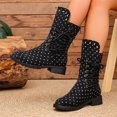 thumbnail image 6 of Willtoo Womens Polka Dot Lace Up Mid Calf Combat Boots, Back Zipper Round Toe Chunky Block Heel Boots, Non Slip Lug Sole Fashion Winter Boots, 6 of 6