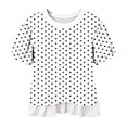 thumbnail image 7 of Zynoxe Womens Summer Tops Trendy Polka Dots Mock Layer Hem Cute Tops for Daily Wear Casual Loose Fit Breathable Flowy Basic Tee Tops White 2XL, 7 of 7