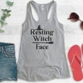 thumbnail image 2 of Resting Witch Face Tank Top, Ladies Racerback Tank Top, Halloween Tank, Witch Tank, Heather Gray, XX-Large, 2 of 3