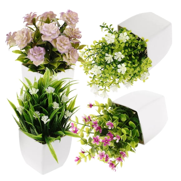 CIMAXIC 4Ud Plantas Ornamentales Artificiales En Maceta Con Para