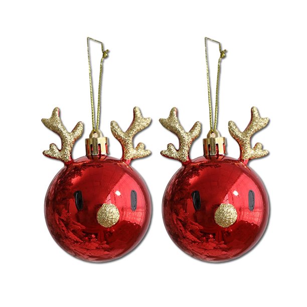 Bolas colgantes de árbol de Navidad Adornos de bolas colgantes de Navidad inastillables Mini decoración de fiesta en casa, Rojo, Tipo 1 2 Piezas Inevent HA008701-01