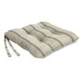 thumbnail image 4 of Jordan Manufacturing Sunbrella 19" x 19" Cove Pebble Tan Stripe Square Tufted Outdoor Wicker Seat Cushion with Ties and Welt (2 Pack), 4 of 10