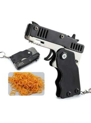9pcs Gun Keychain - Rifle Machine Model Silver Metal Keyring Mini Key Ring  Chain
