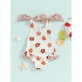 thumbnail image 2 of Suealasg Little Girls Romper Swimwear Sleeveless Floral Print One Piece Swimsuit 1T 2T 3T 4T 5T 6T Kids Toddler Girls Summer Bathing Suit Beachwear, 2 of 9